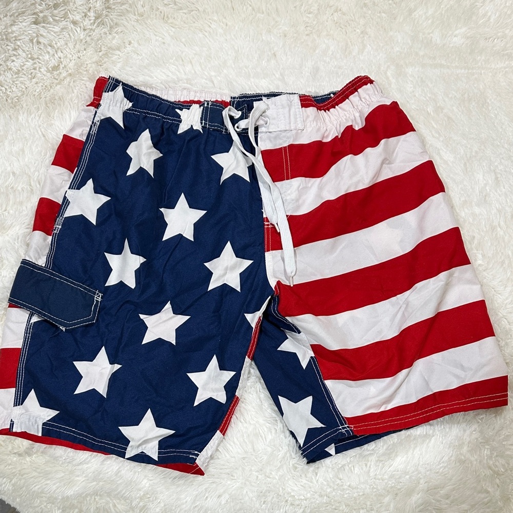 Patriotic Stars and Stripes Men's Swim Shorts